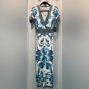 Boston Proper Elegant Blue and White Maxi Dress
